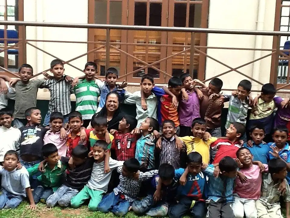 Kids with the mother of the house
